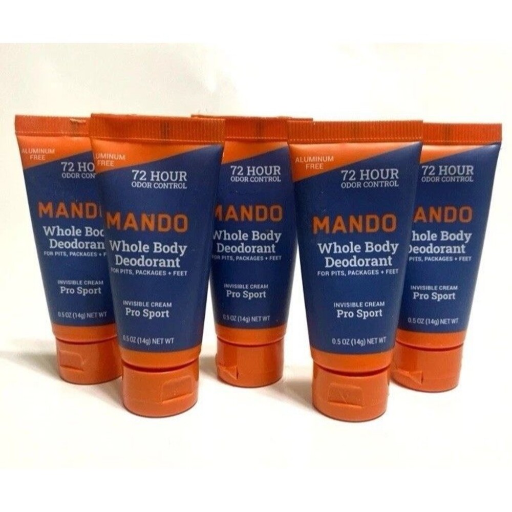 5 Mando Whole Body Deodorant Invisible Cream Pro Sport Scent 0.5oz Travel Size